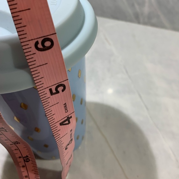 Indigo blue + gold diamond ceramic travel tumbler with silicone lid 14 oz NWOT - Picture 5 of 5